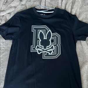 Psycho Bunny Black Tee with White Logo Text